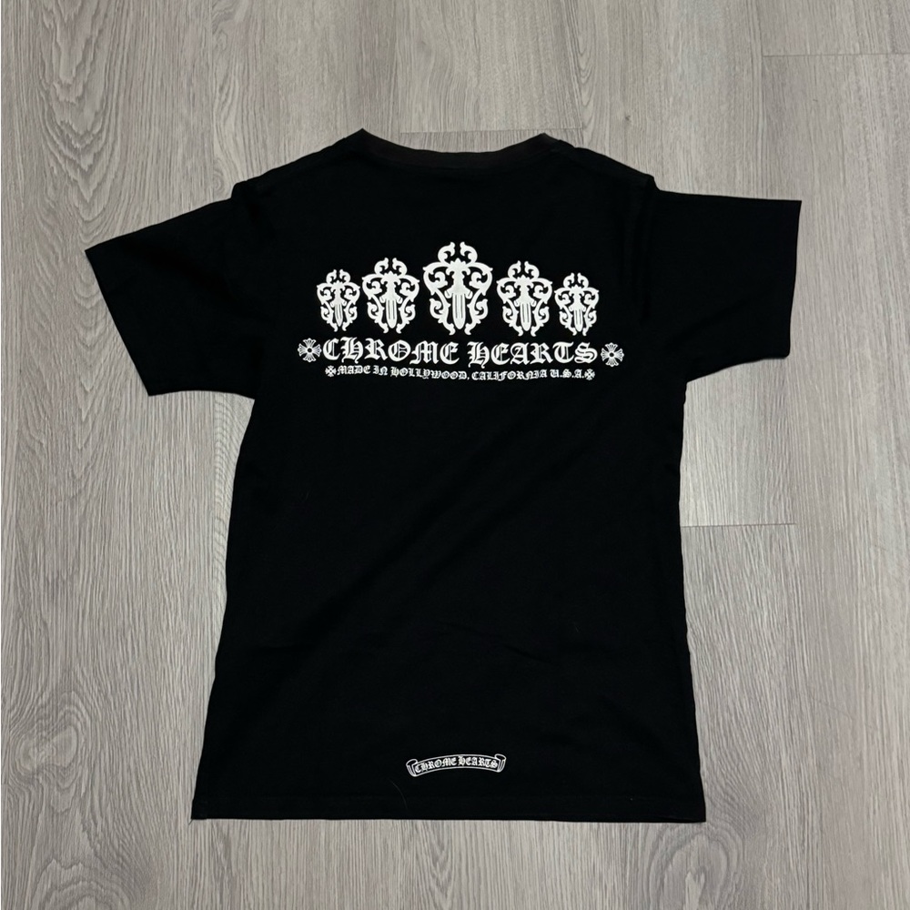 Chrome Hearts Black Tee with White Gothic Print